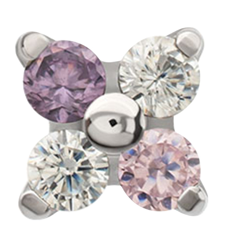 Quarterly Amethyst and Pink CZ Titanium Threadless Top