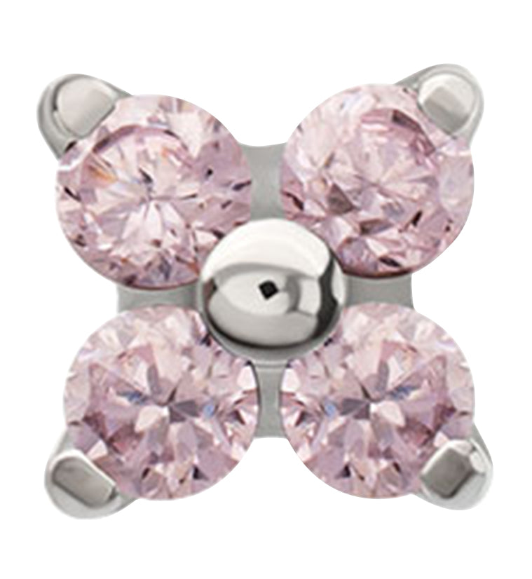 Quarterly Pink CZ Titanium Threadless Top
