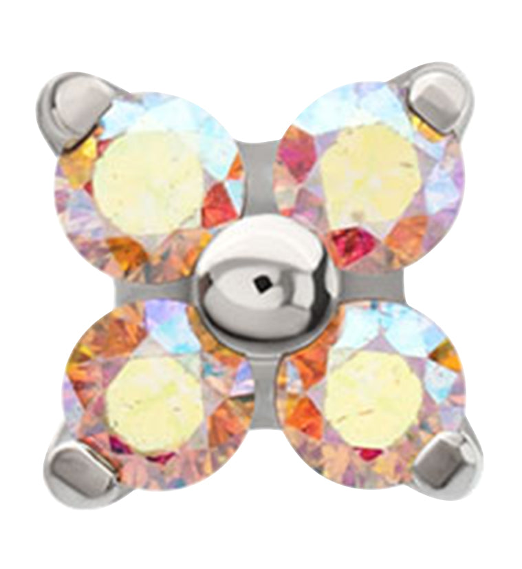 Quarterly Rainbow Aurora CZ Titanium Threadless Top