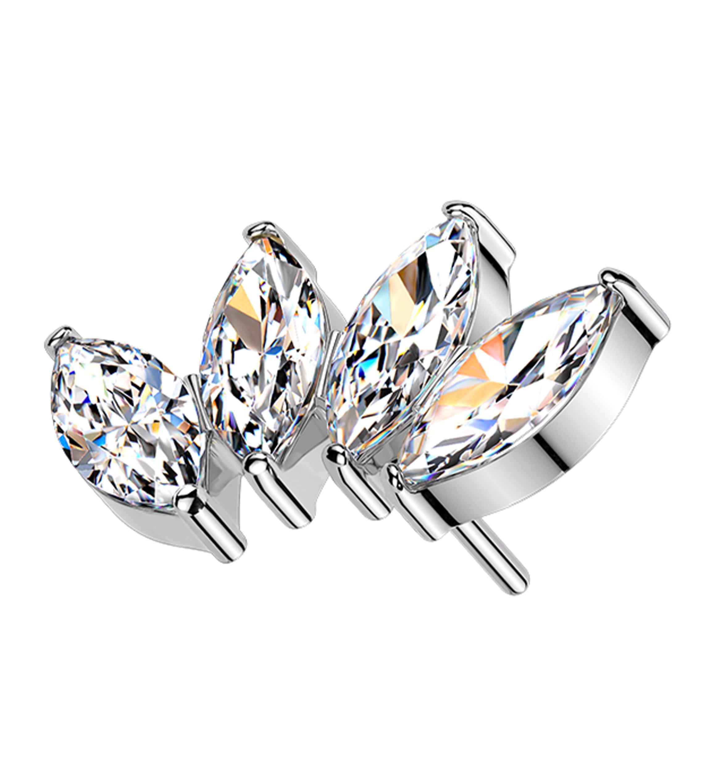 Quartet Clear CZ Prong Titanium Threadless Top