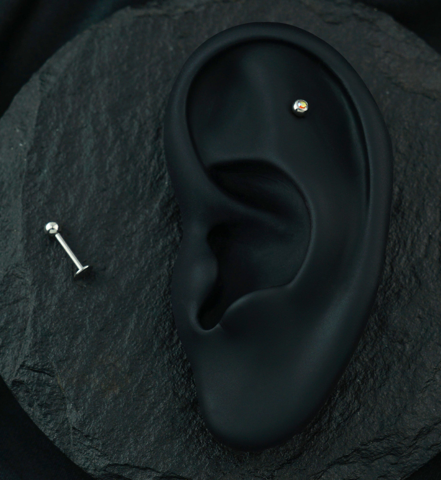 Rainbow Aurora CZ Labret Post