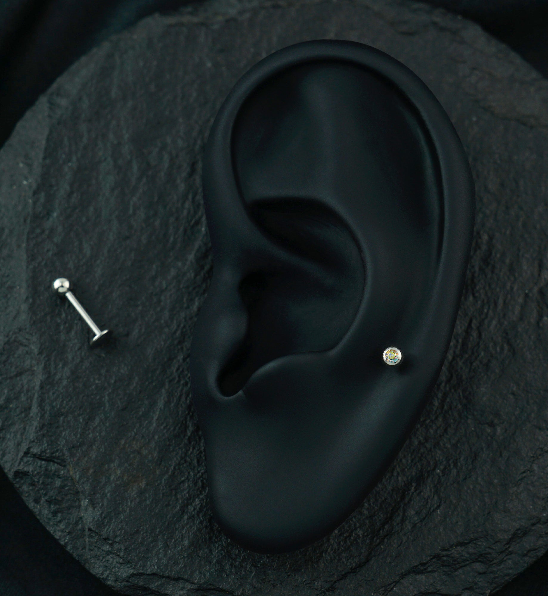 Rainbow Aurora CZ Labret Post