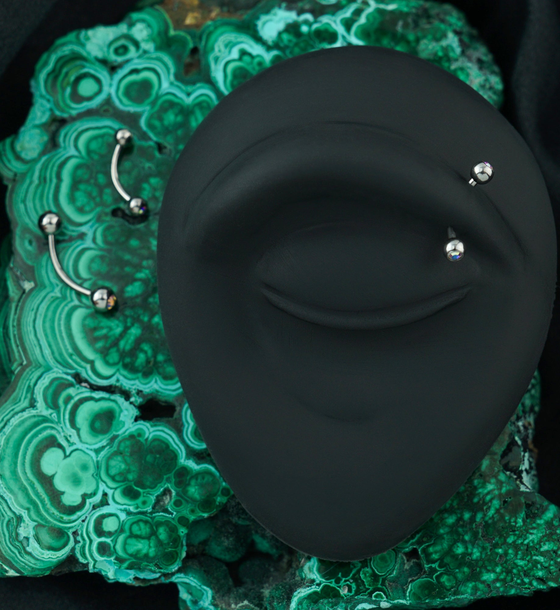 Rainbow Aurora Double CZ Stainless Steel Curved Barbell