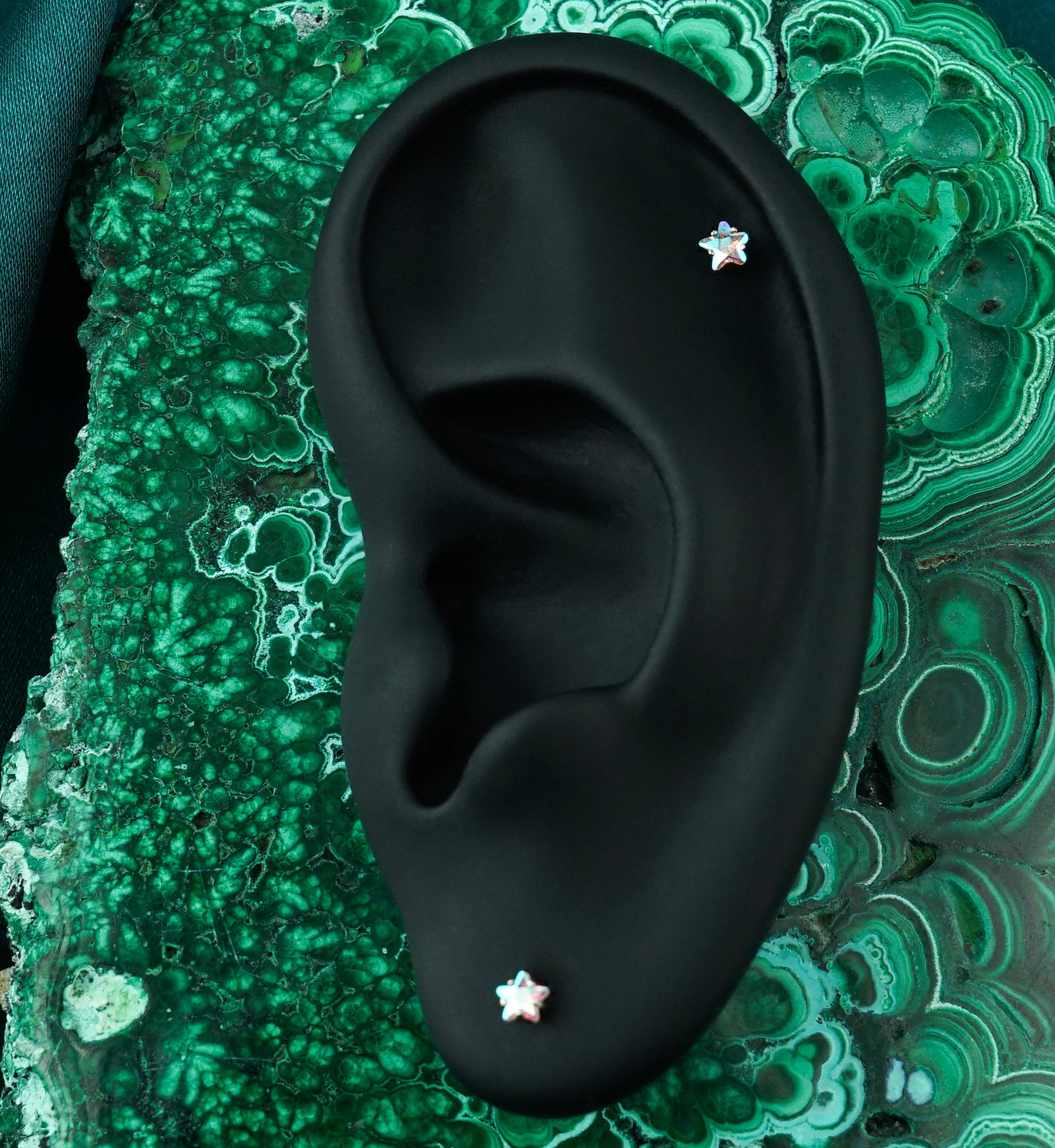 Rainbow Aurora Star CZ Labret Post