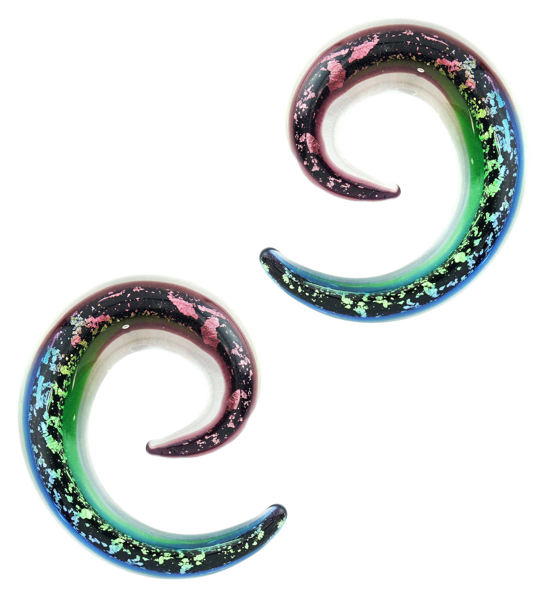 Rainbow Dichroic Glass Spirals