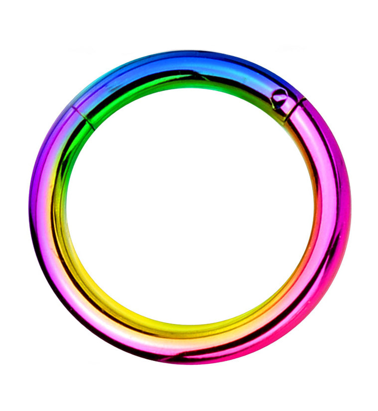 16G & 14G Hinged Anodized Rainbow Steel Segment Hoop Ring ...