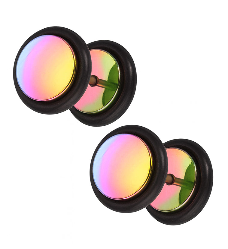 Rainbow Anodized Stainless Steel Fake Plugs