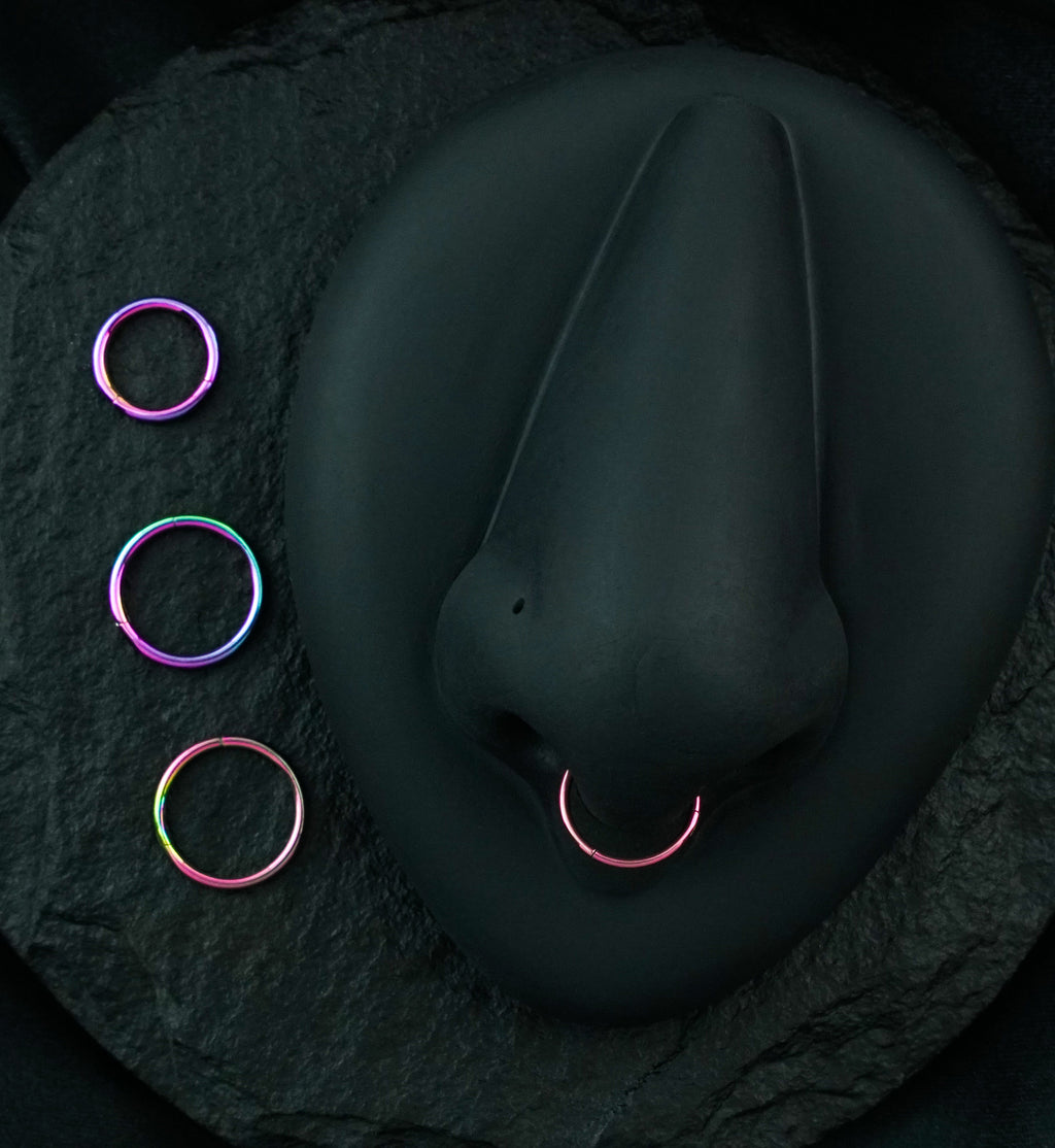 16G & 14G Hinged Anodized Rainbow Steel Segment Hoop Ring ...