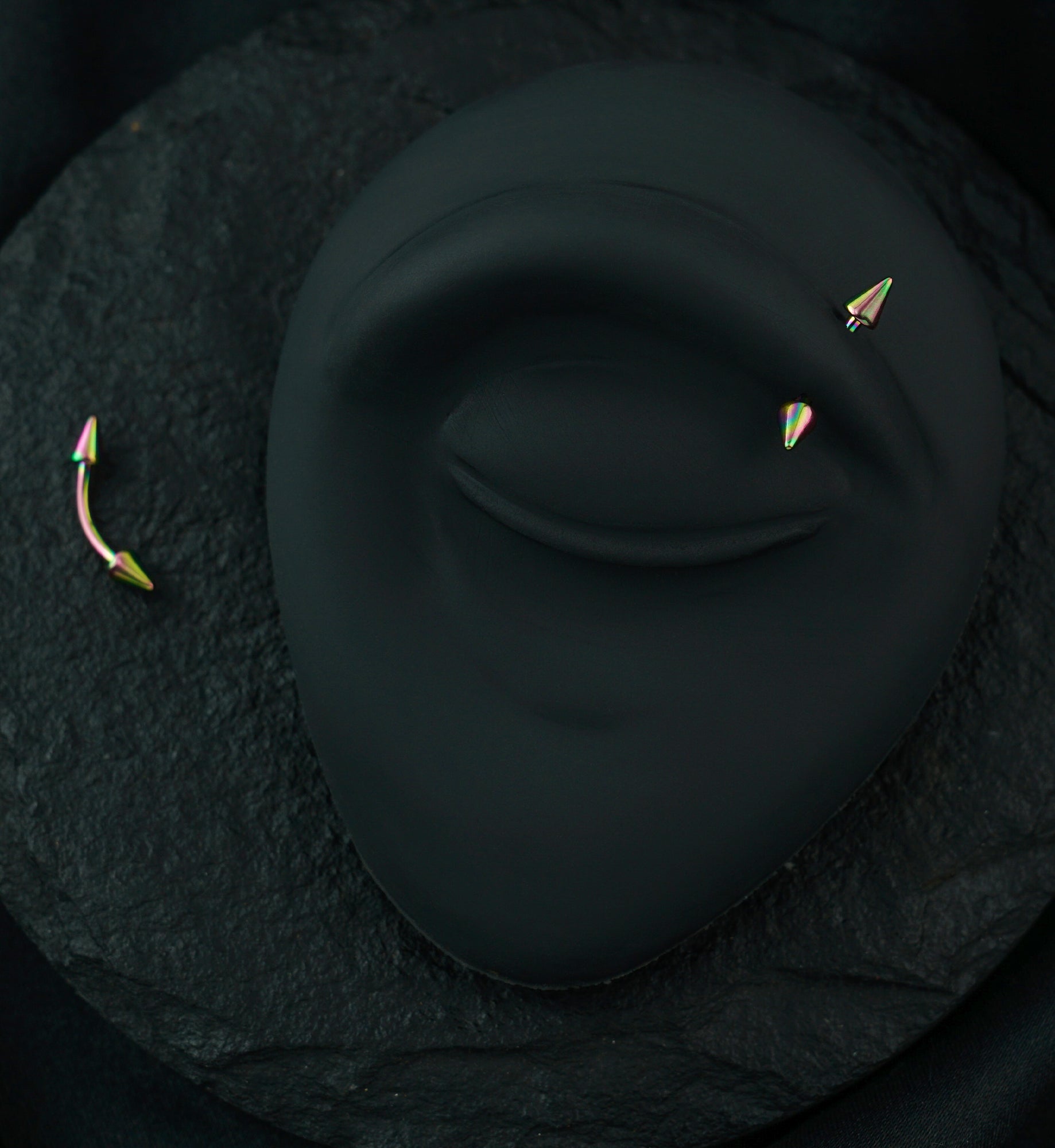 Rainbow PVD Spiked Curved Barbell