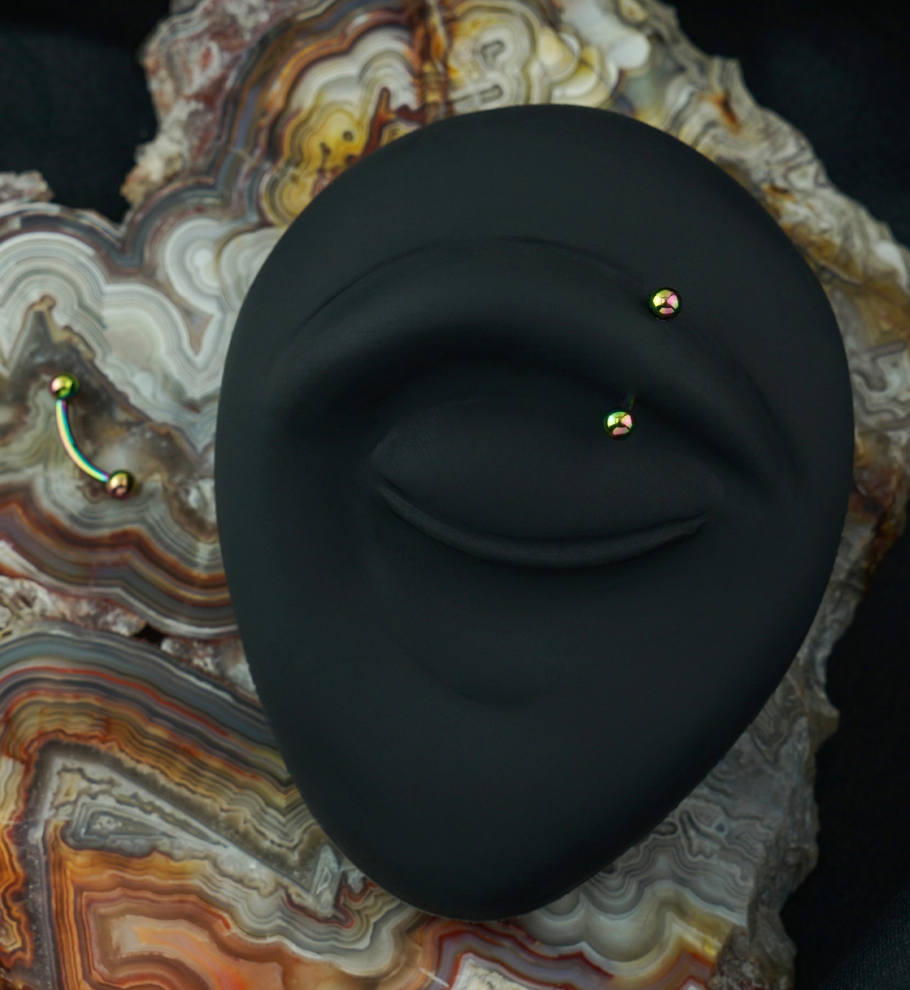 Rainbow PVD Titanium Curved Barbell