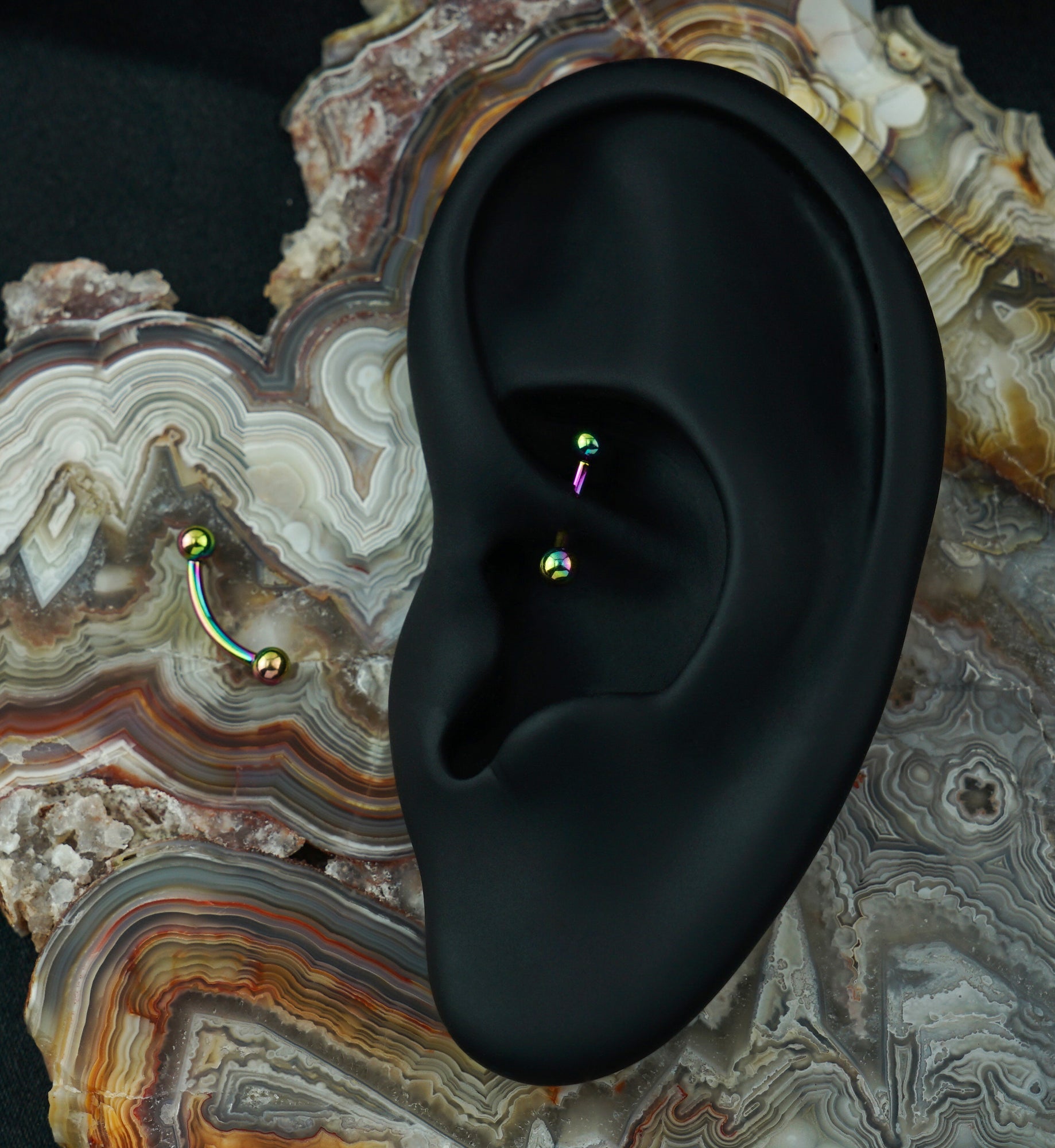 Rainbow PVD Titanium Curved Barbell