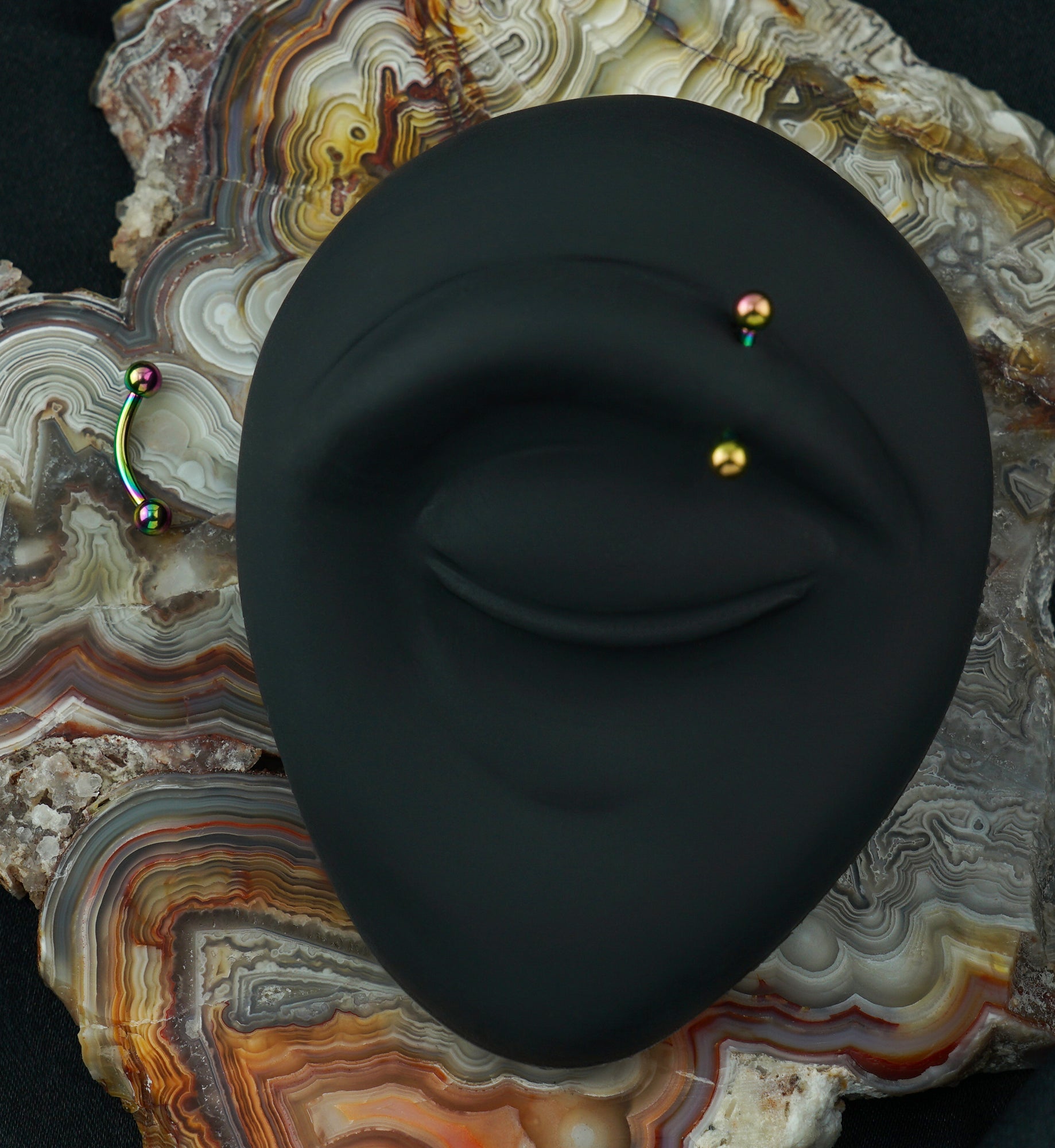 Rainbow PVD Titanium Curved Barbell (External Threading)