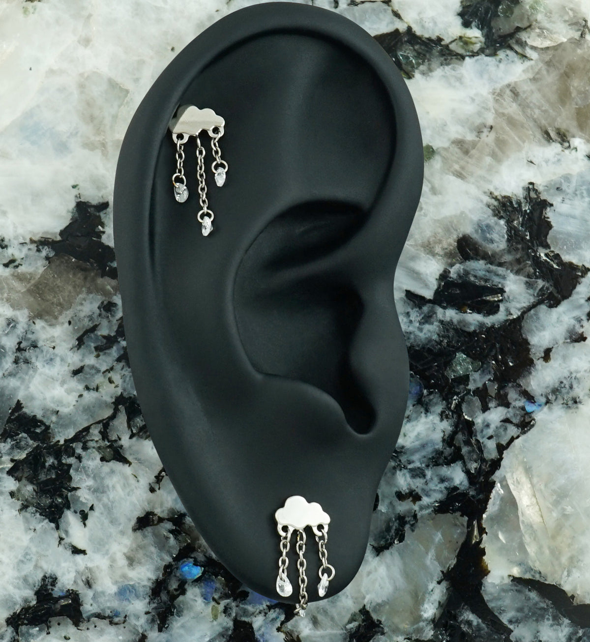 Rainy Day CZ Dangle Titanium Threadless Top