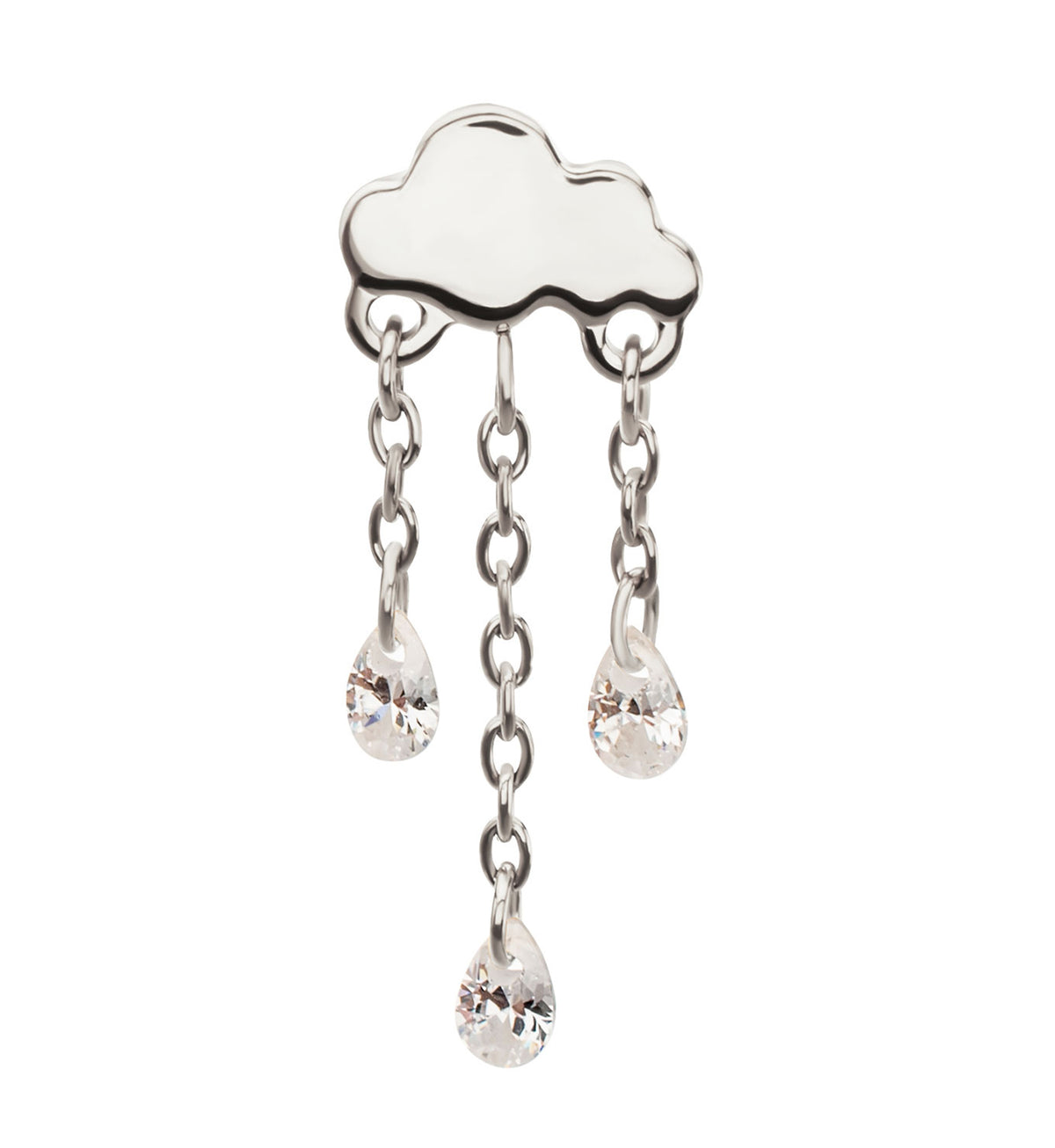 Rainy Day CZ Dangle Titanium Threadless Top