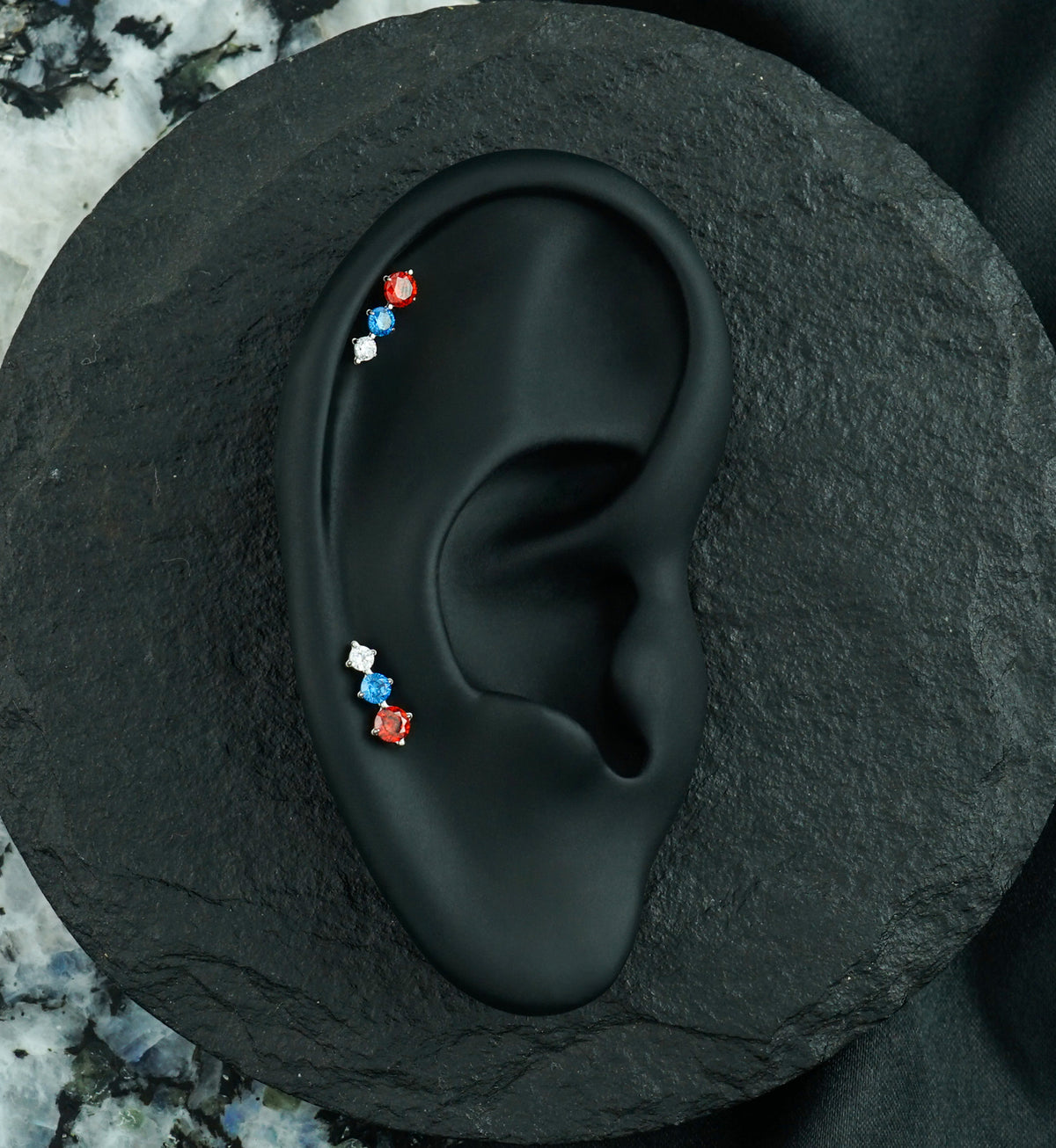 Ratio Blue and Garnet CZ Titanium Threadless Top