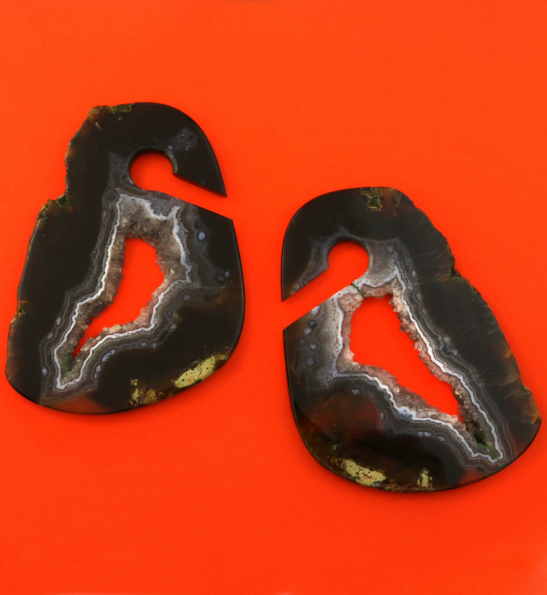 Raw Slice Agate Stone Keyhole Ear Weights Version 5