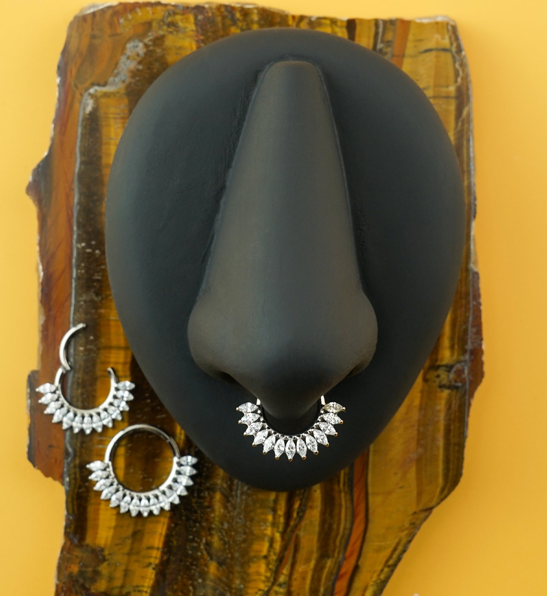 Razor Edge Clear CZ Titanium Hinged Segment Ring