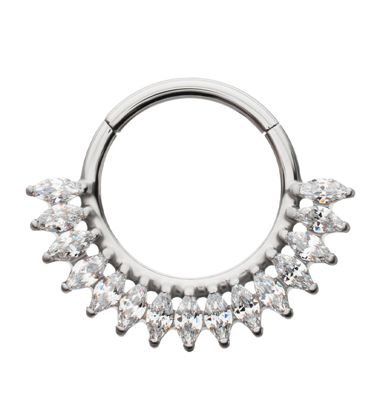 Razor Edge Clear CZ Titanium Hinged Segment Ring