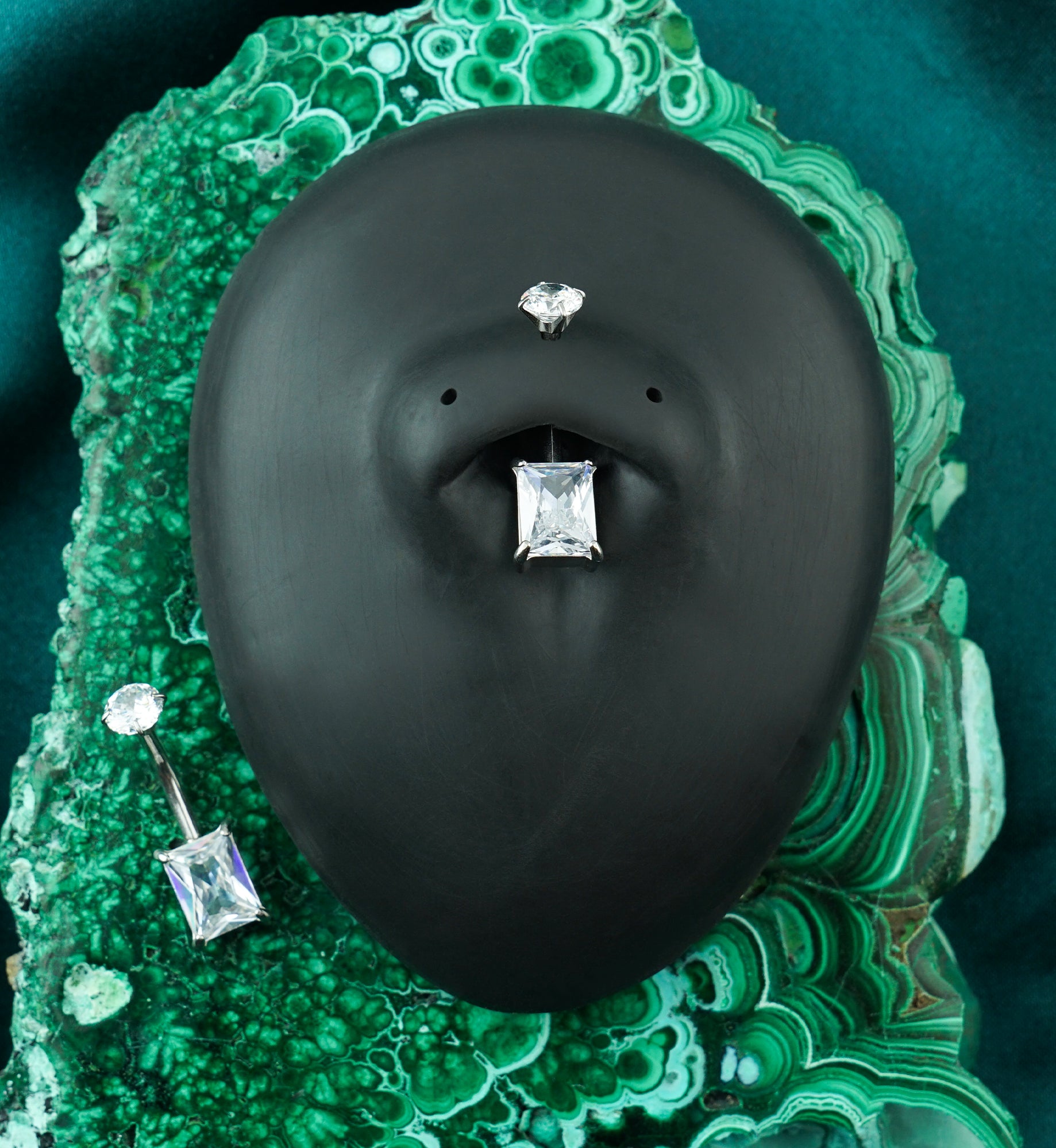 Rectangle CZ Stainless Steel Internally Threaded Belly Button Ring