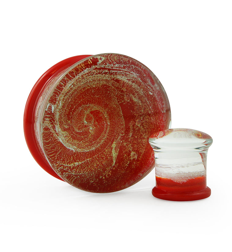 Red Cosmic Spiral Glass Plugs