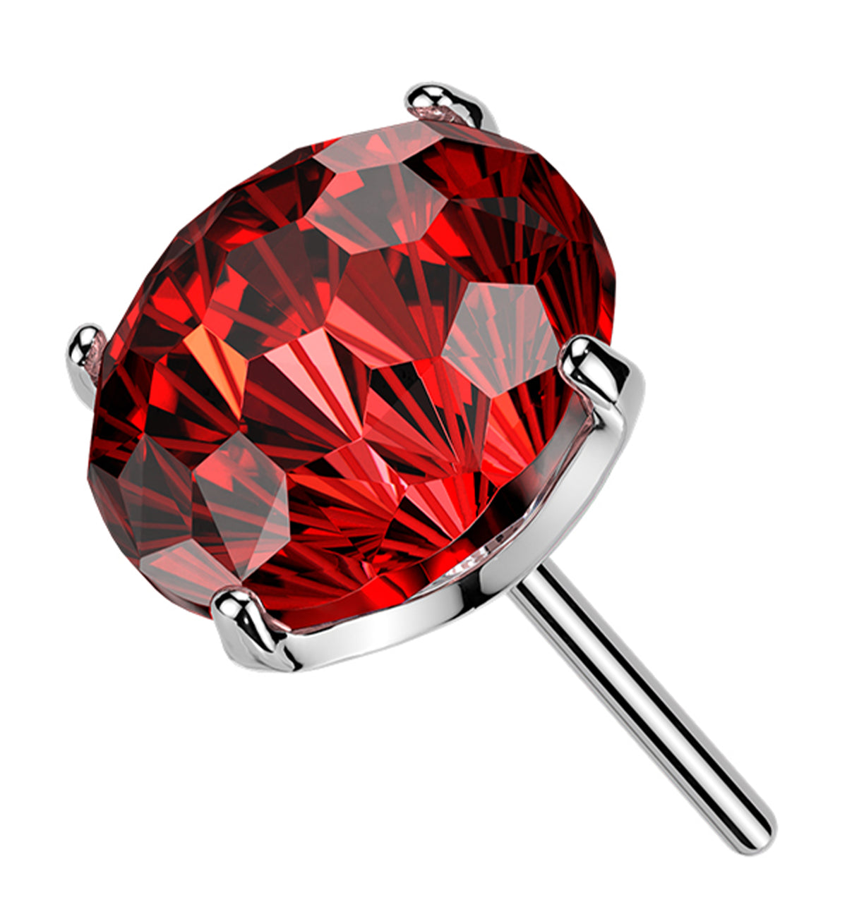 Red CZ Fireworks Cut Titanium Threadless Top