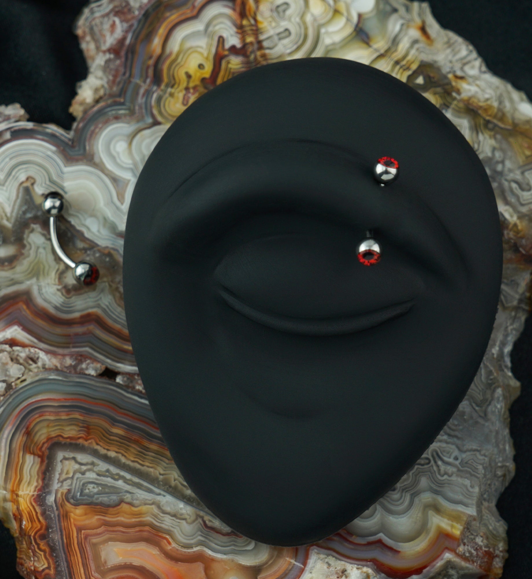 Red Eyeball Stainless Steel Curved Barbell