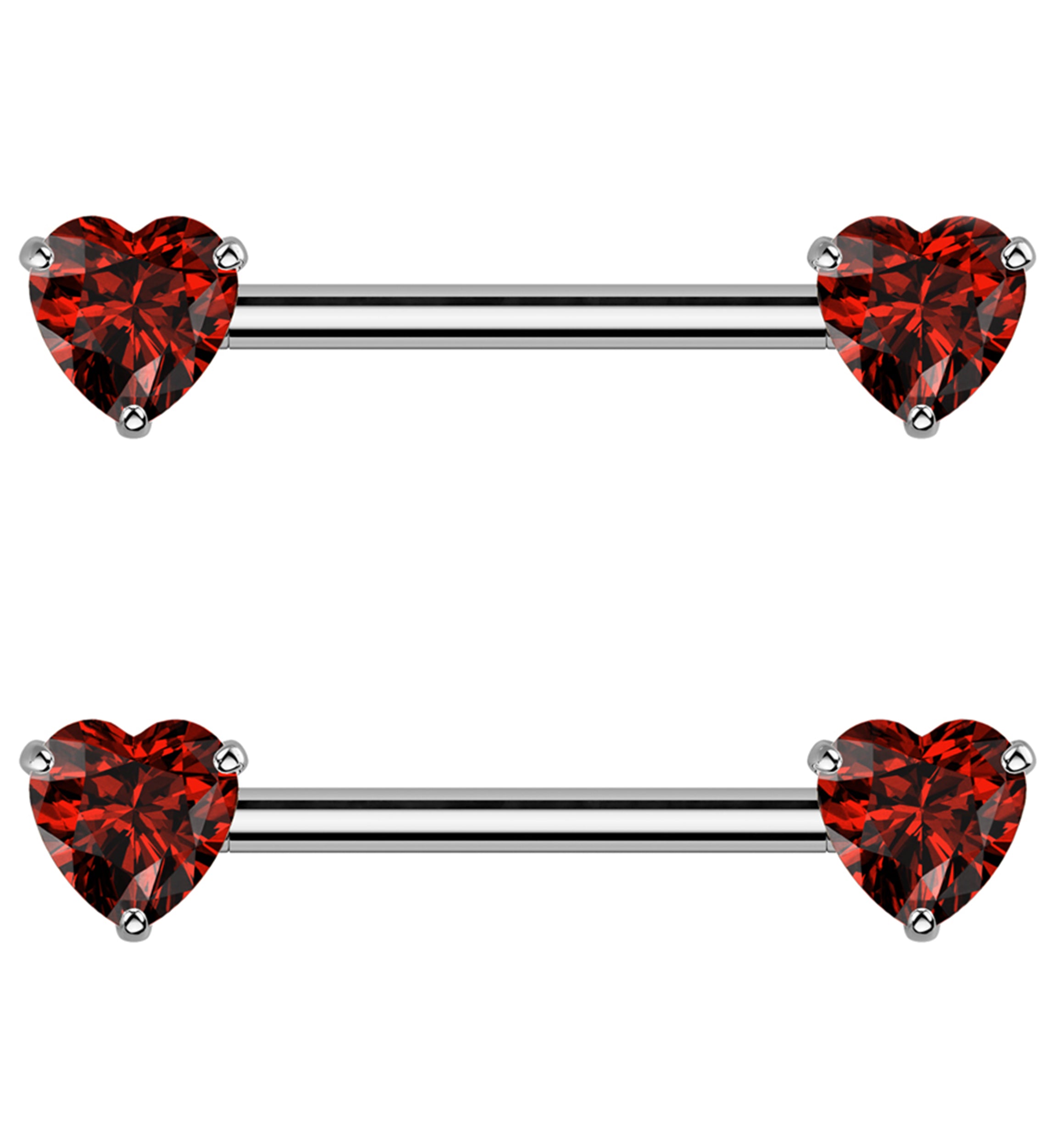 Red Heart CZ Threadless Titanium Nipple Barbell