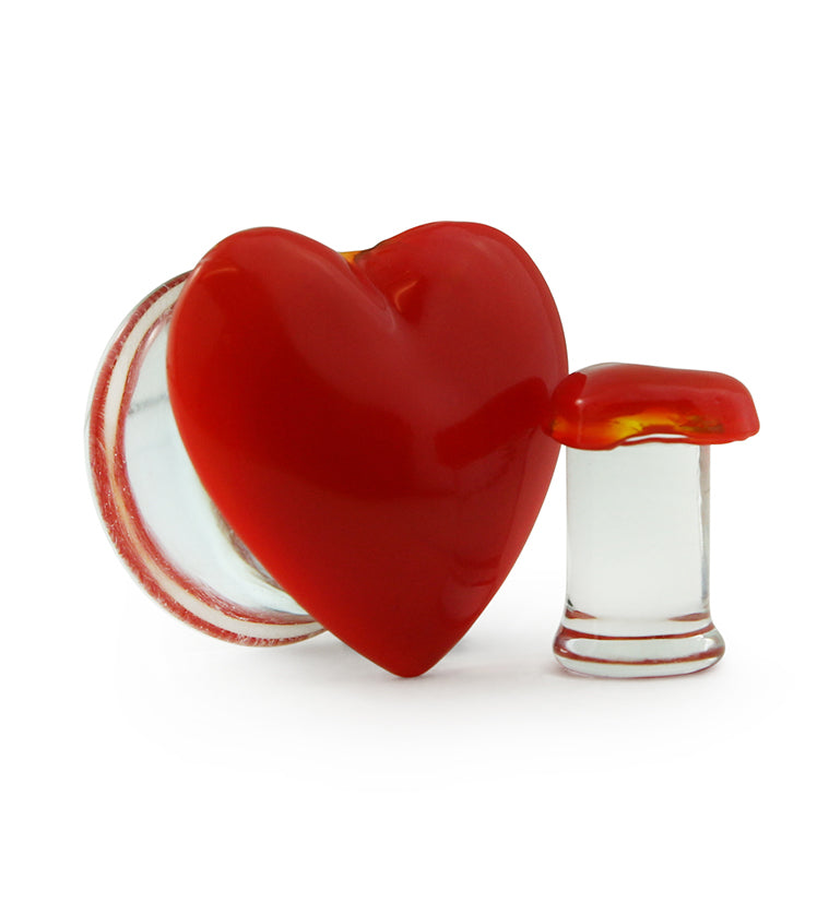 Red Heart Glass Plugs