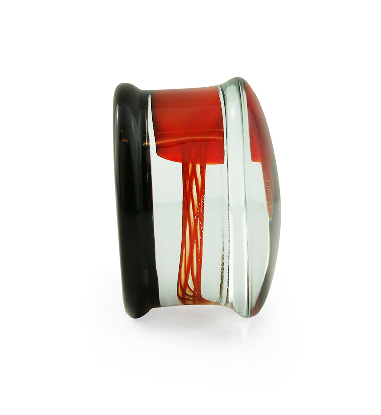 Black & Red Jellyfish Glass Plugs