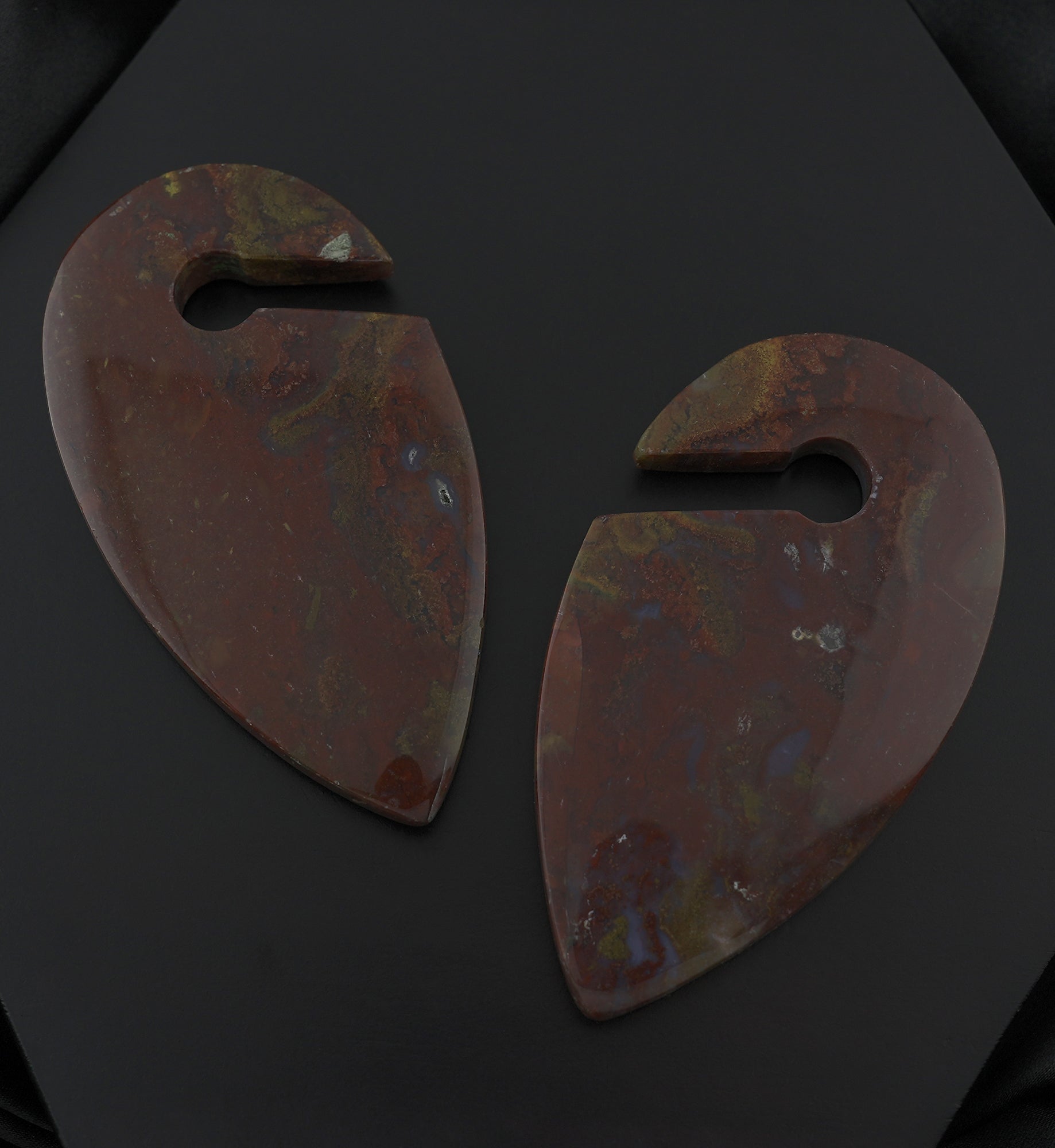Red Moss Agate Stone Keyhole Ear Weights