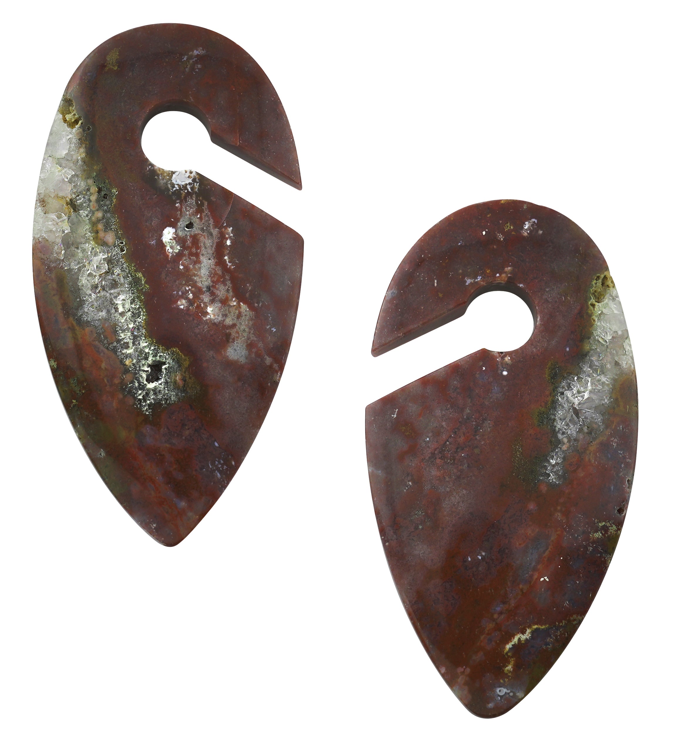 Red Moss Agate Stone Keyhole Ear Weights