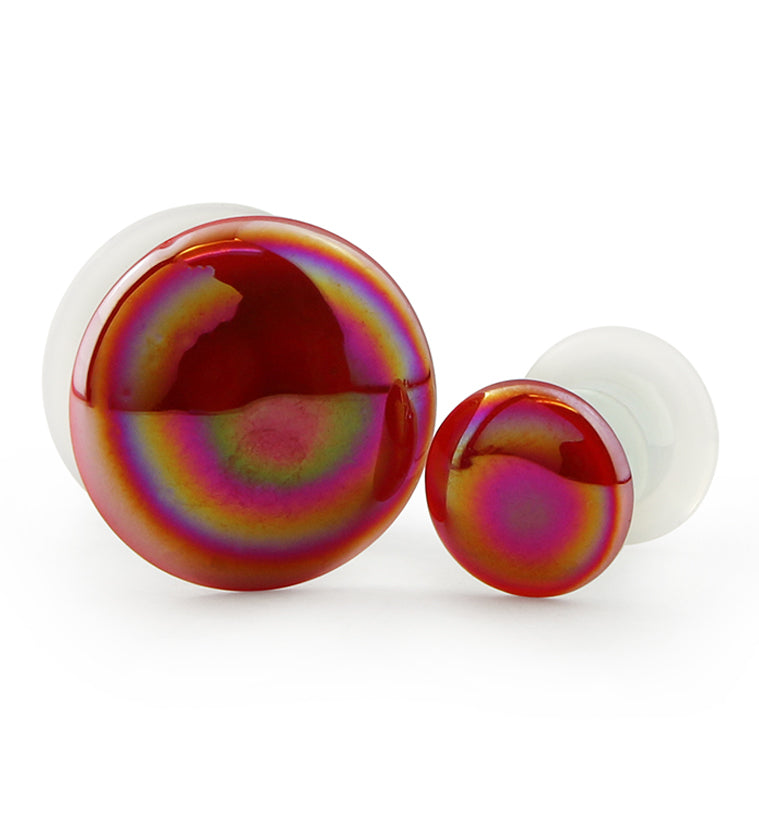 Red Oil Splash Single Flare Glass Plugs