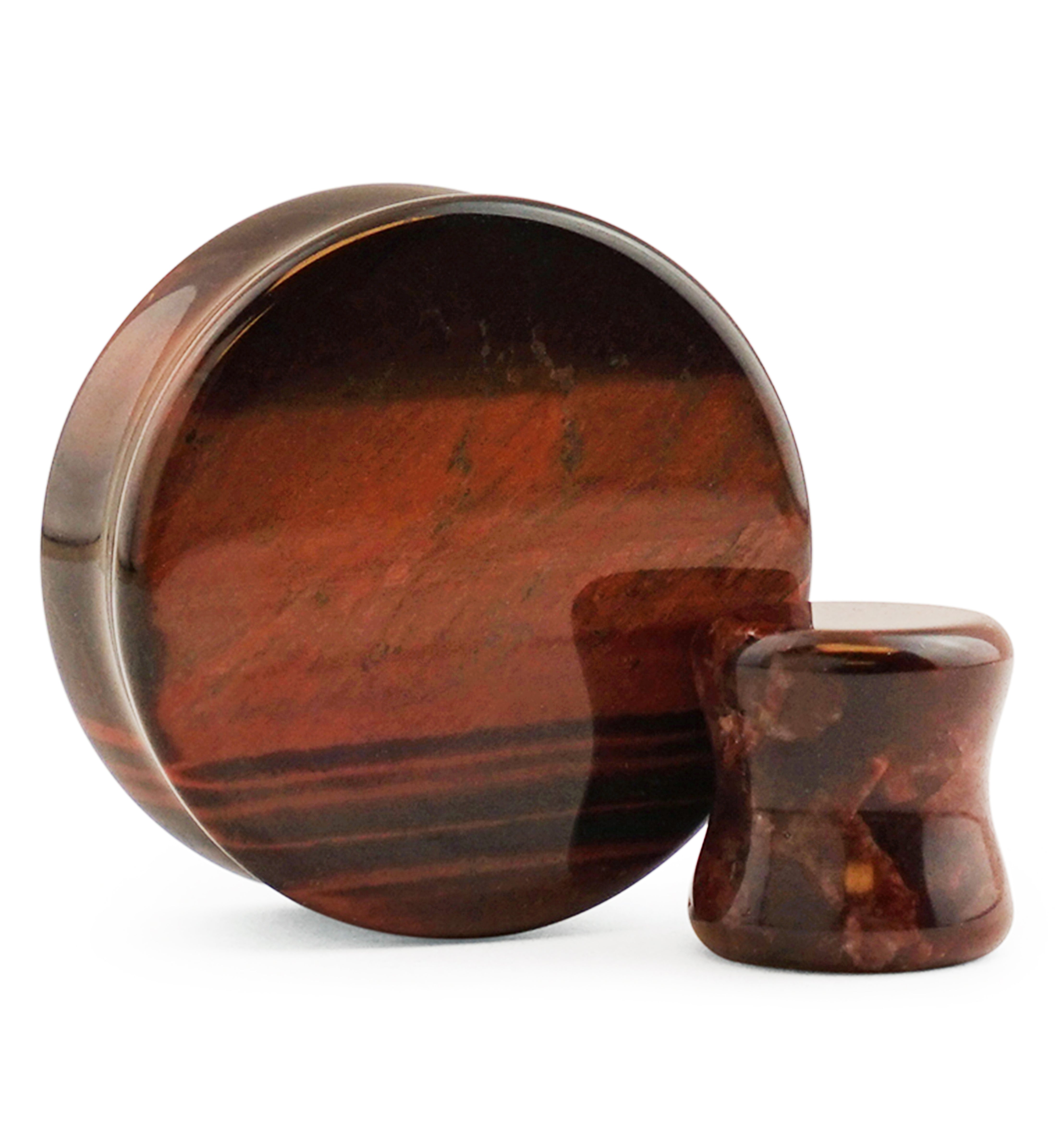Red Tiger Eye Double Flare Stone Plugs