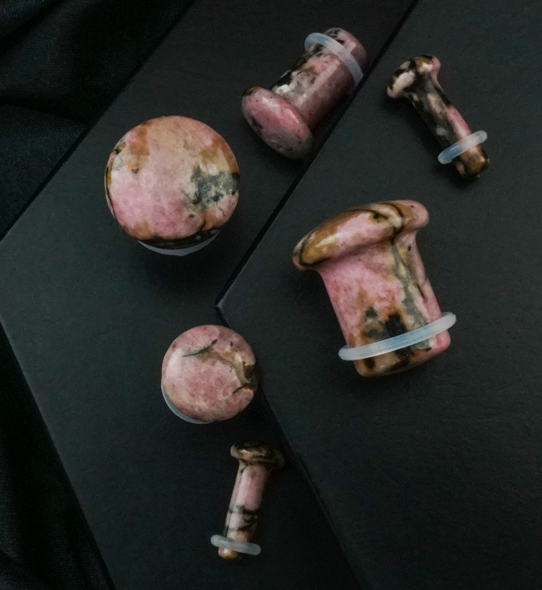 Rhodonite Stone Plugs - Single Flare
