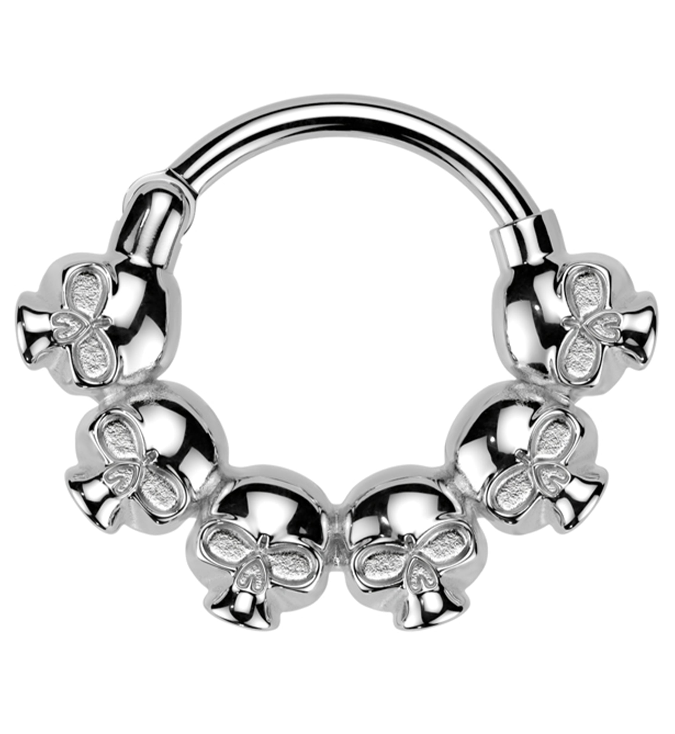 Ring Of Skulls Stainless Steel Hinged Segment Ring
