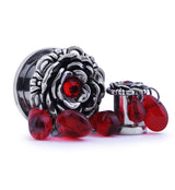Rose Red Teardrop Dangle Stainless Steel Plugs