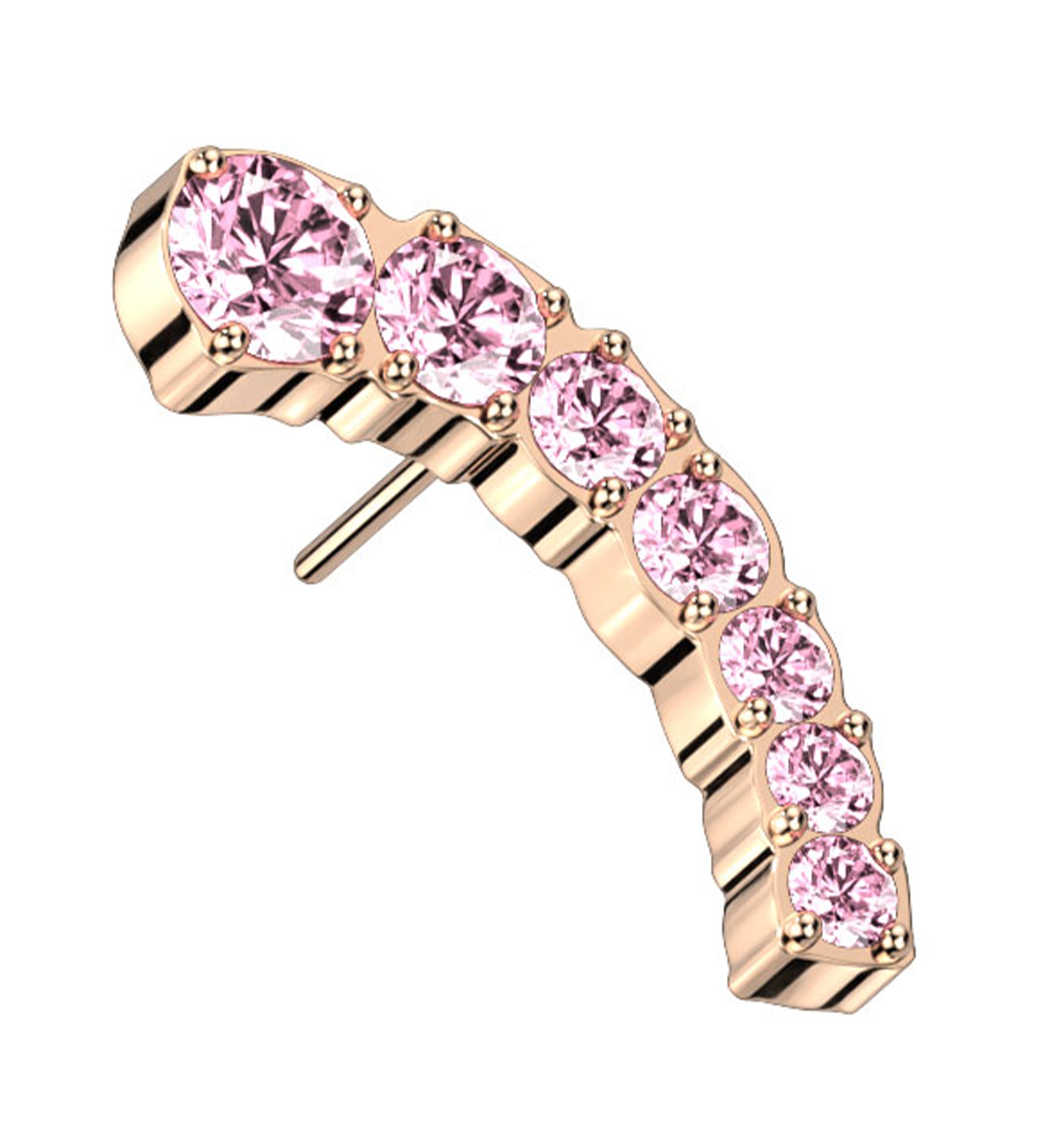 Rose Gold PVD Ascend Pink CZ Threadless Titanium Top