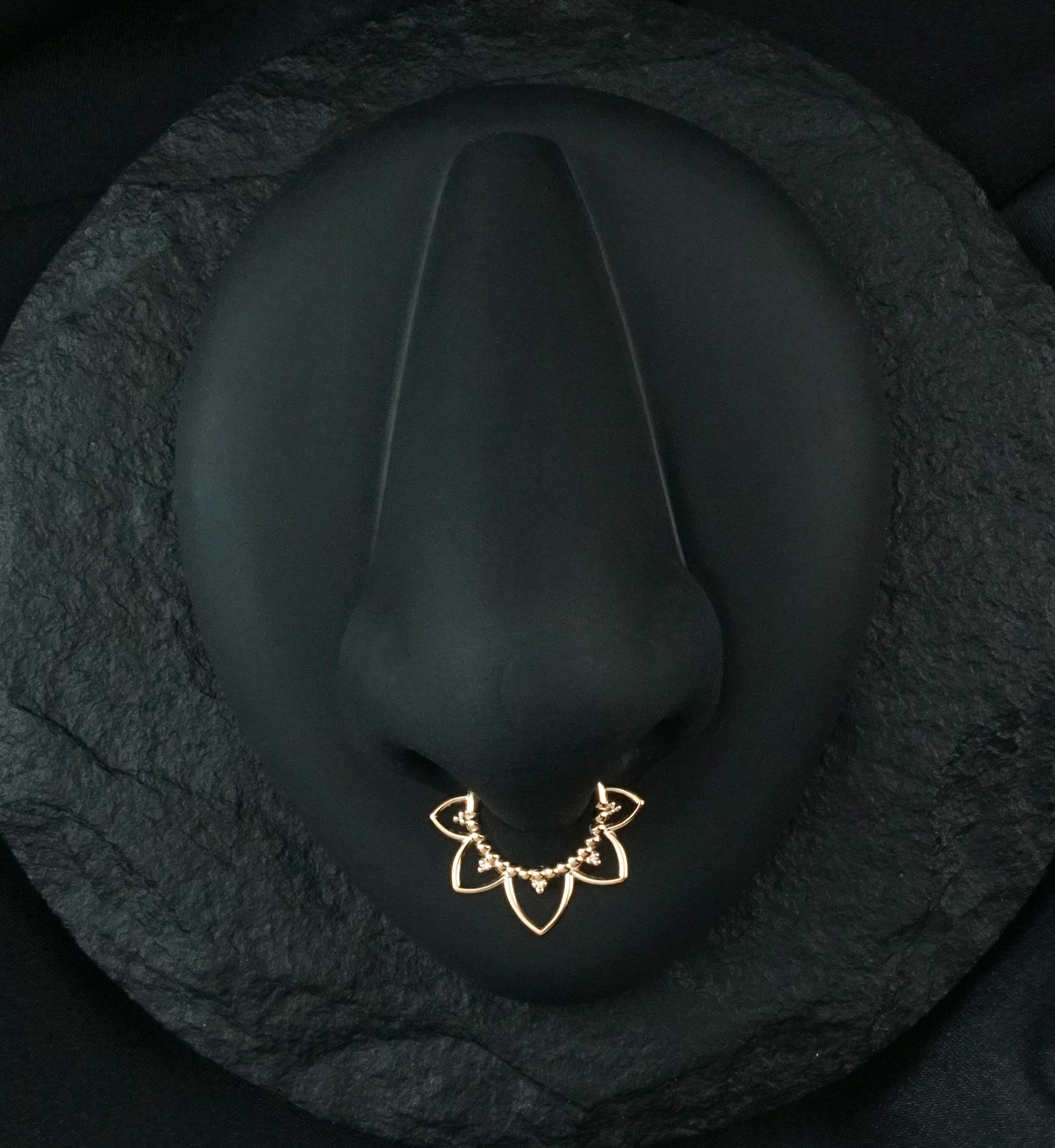 Rose Gold PVD Beaded Fan Hinged Segment Ring