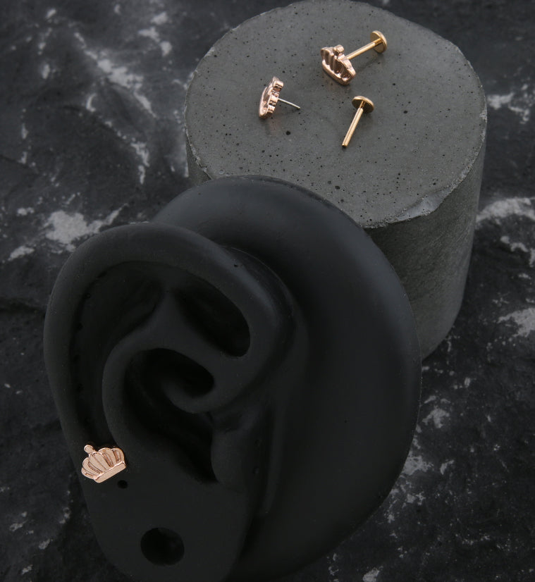 Rose Gold PVD Crown Threadless Titanium Labret
