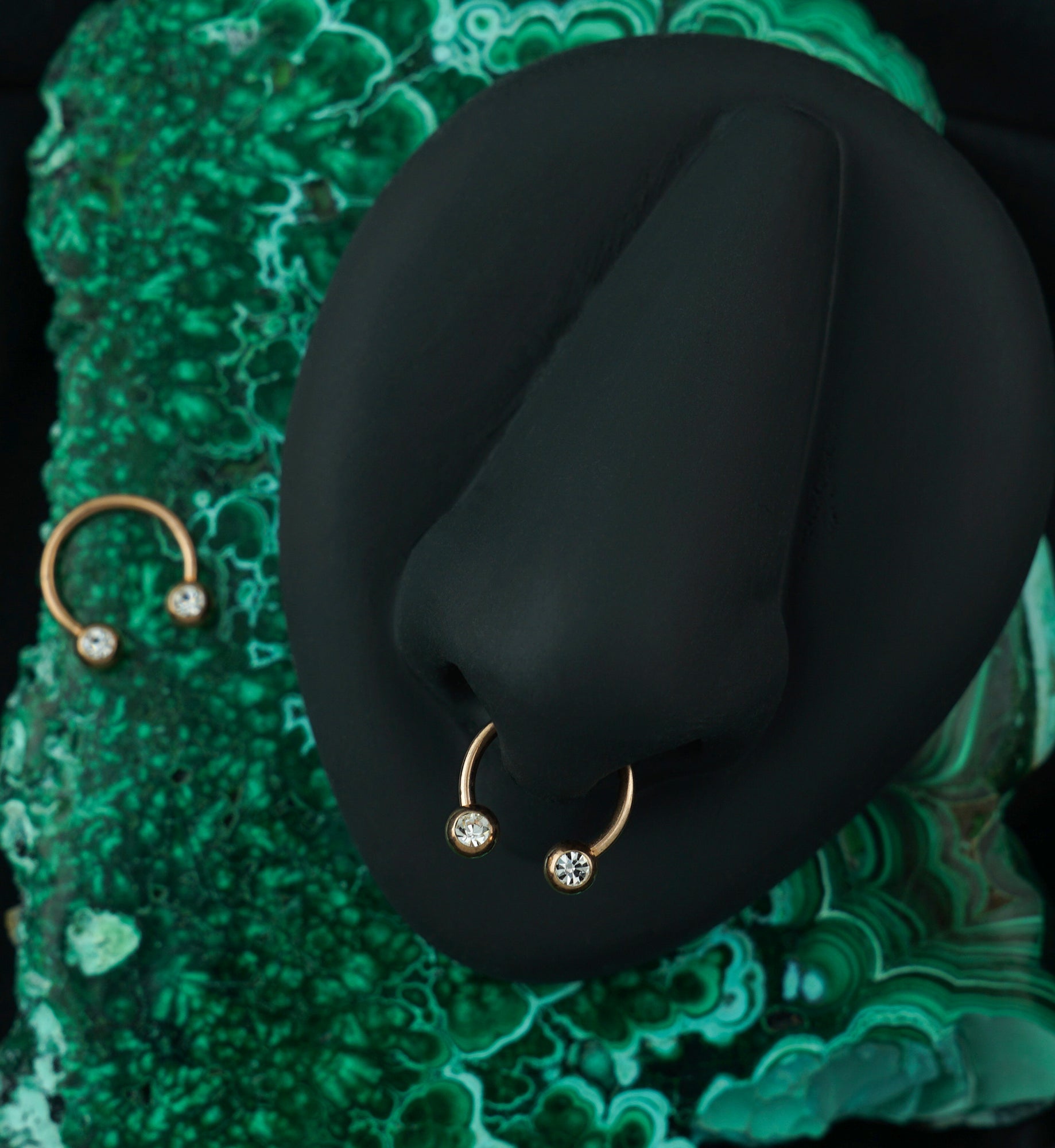 Rose Gold PVD CZ Circular Barbell