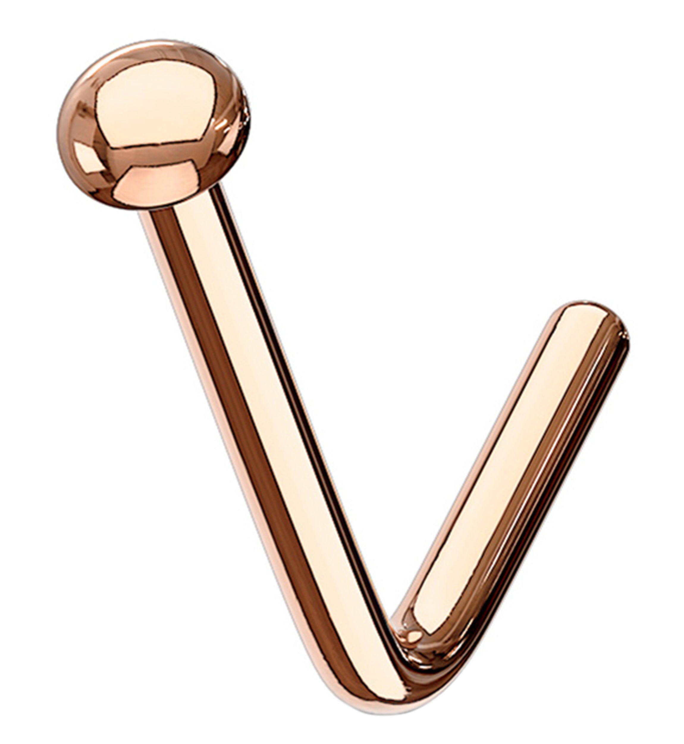 Rose Gold PVD Dome Top L Bend Nose Ring