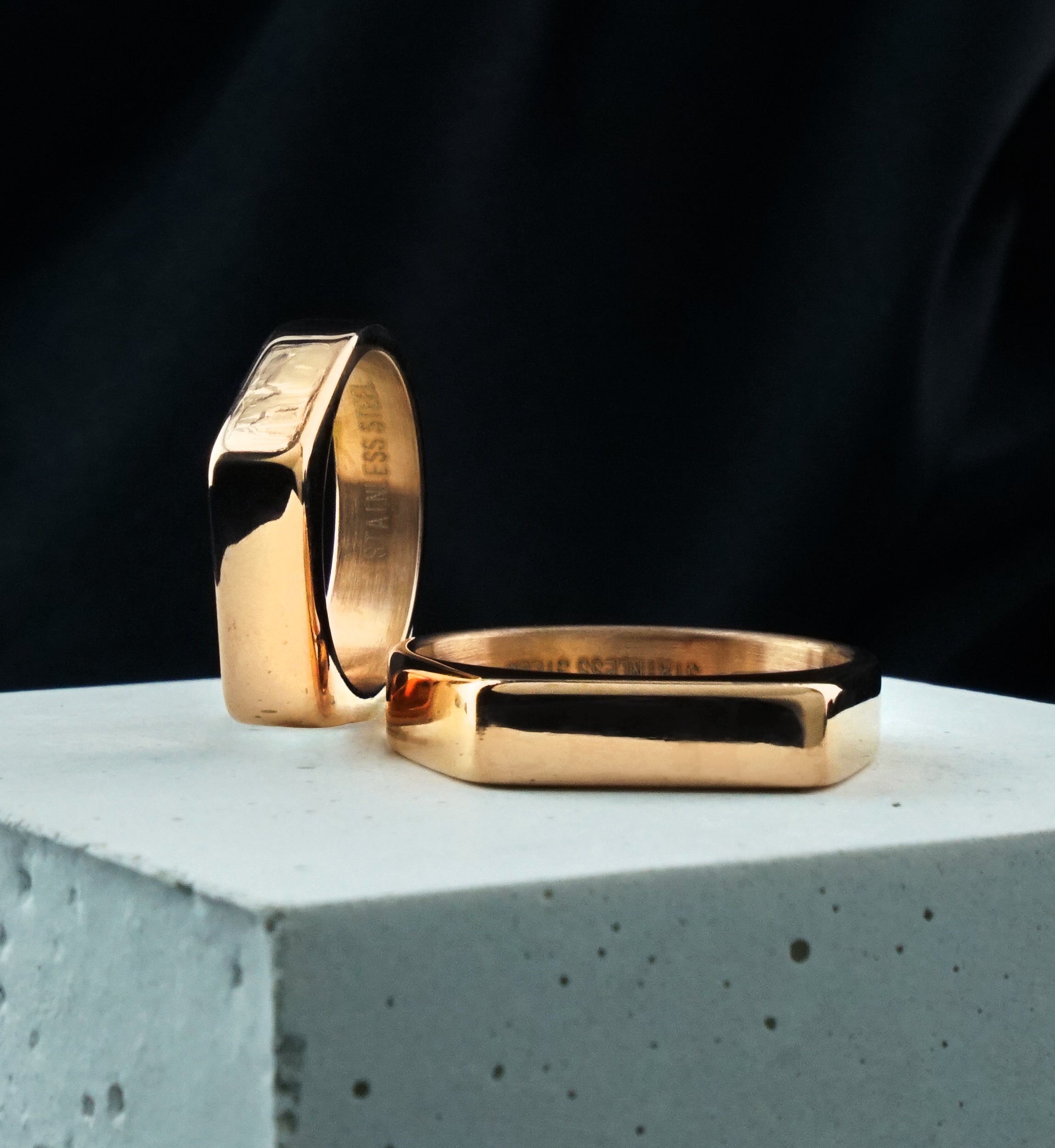 Rose Gold PVD Flat Top Stainless Steel Ring