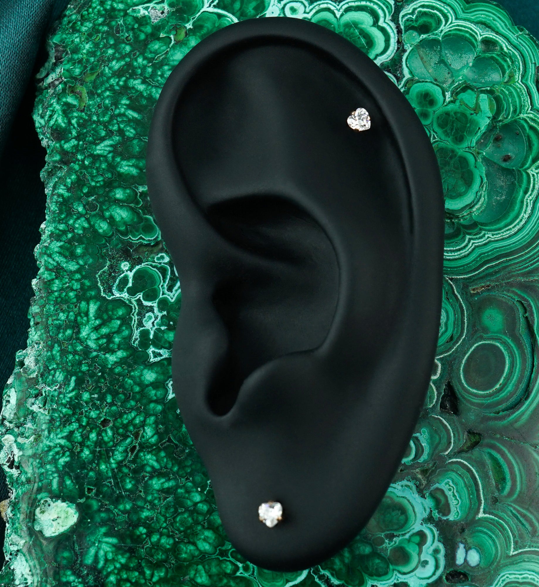 Rose Gold PVD Heart CZ Labret Post