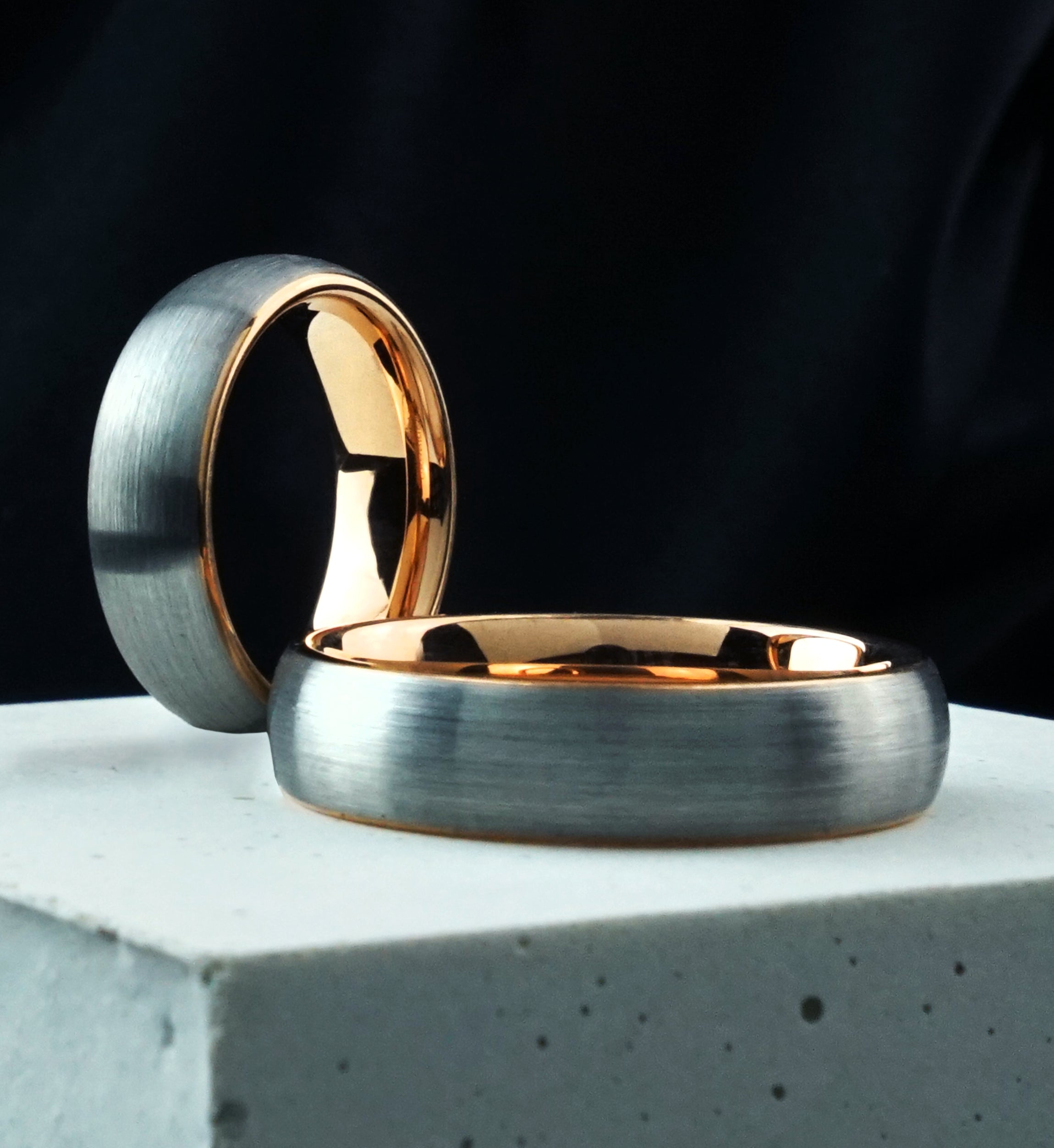 Rose Gold PVD Inside Tungsten Ring
