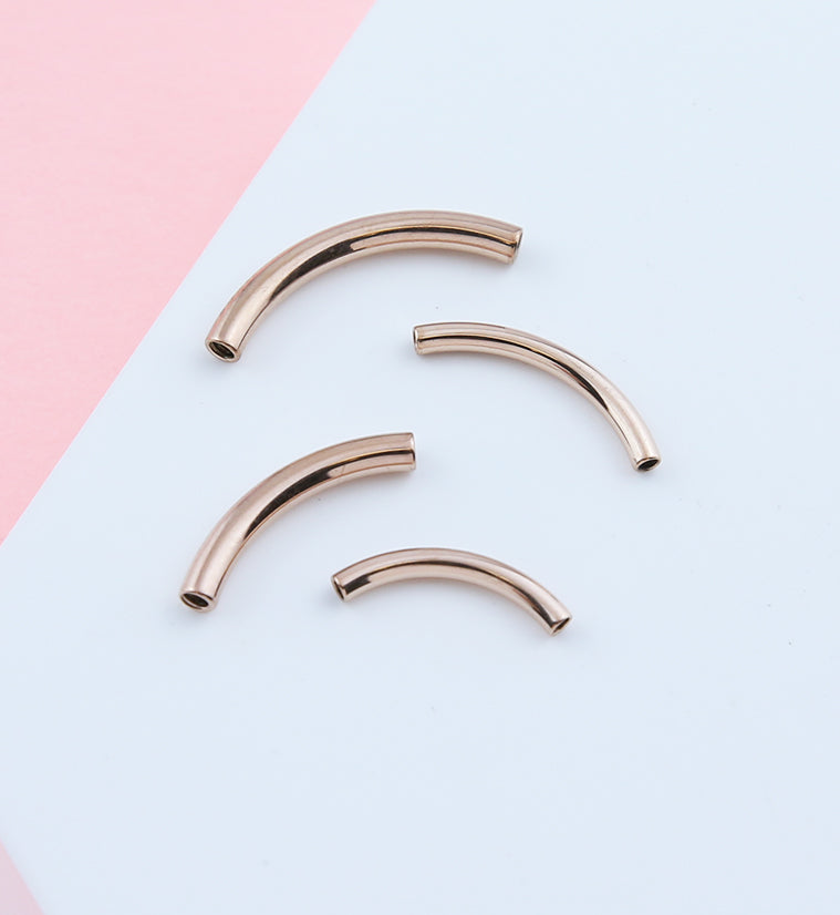Rose Gold PVD Internally Threaded Titanium Curved Barbell - Post Only