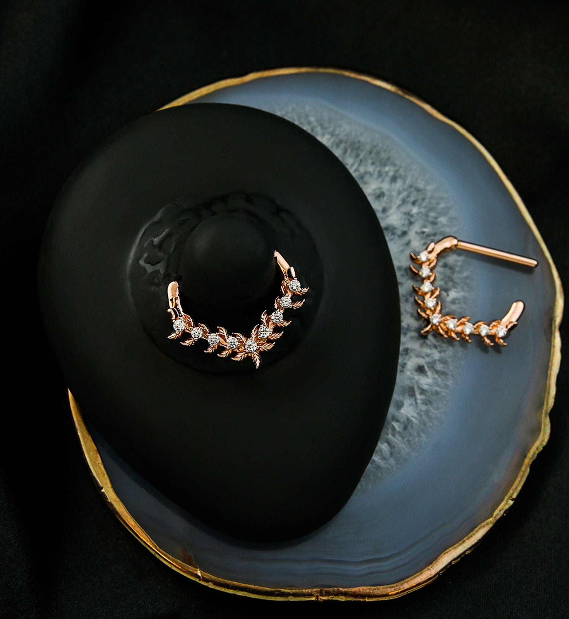thumbnail image 2 of CZ Paved Lick Me Nipple Clicker Rings – 14K Gold Plated Surgical Steel (Pair) 2 of 5