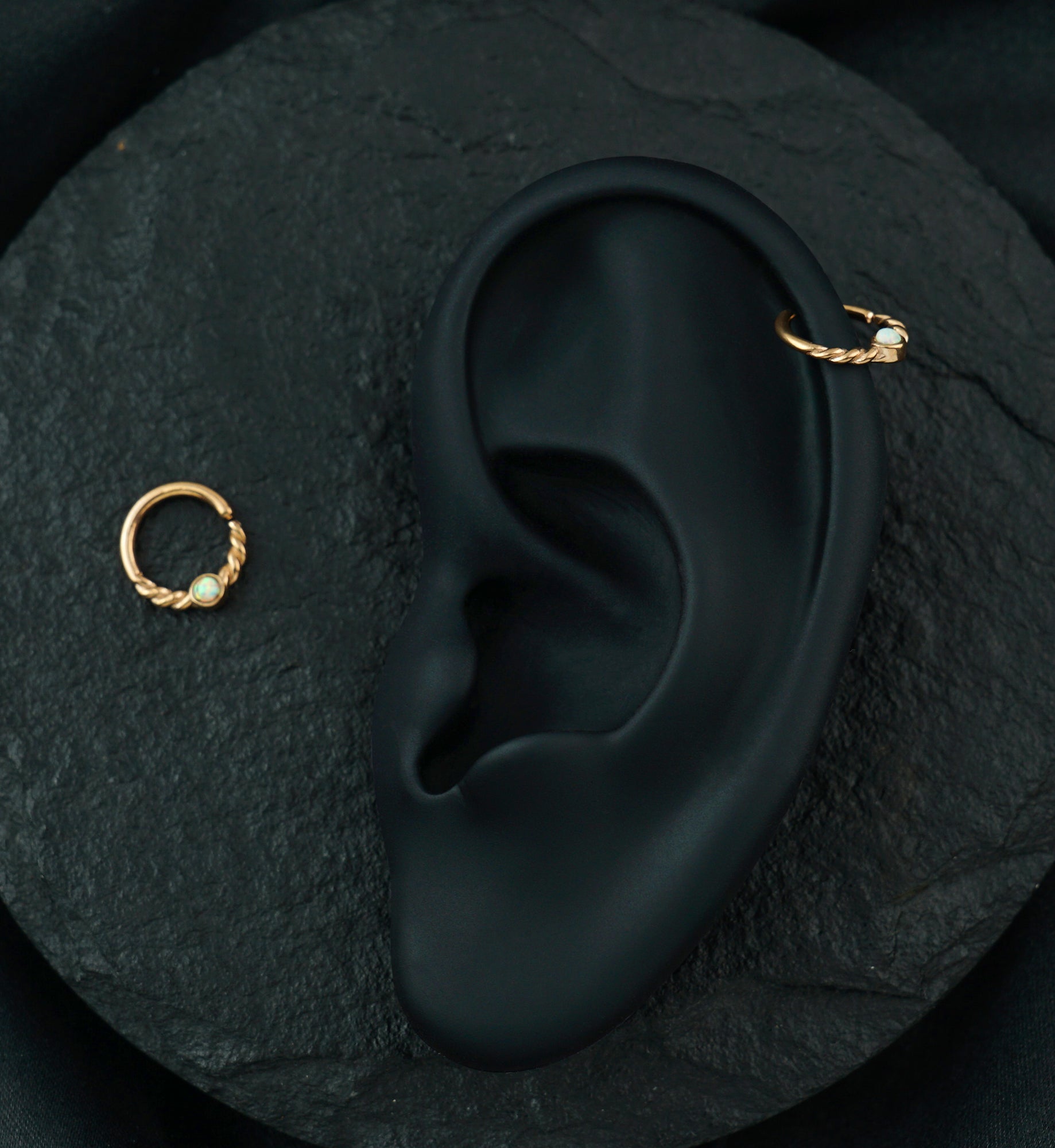 Rose Gold PVD Opalite Twine Seamless Ring