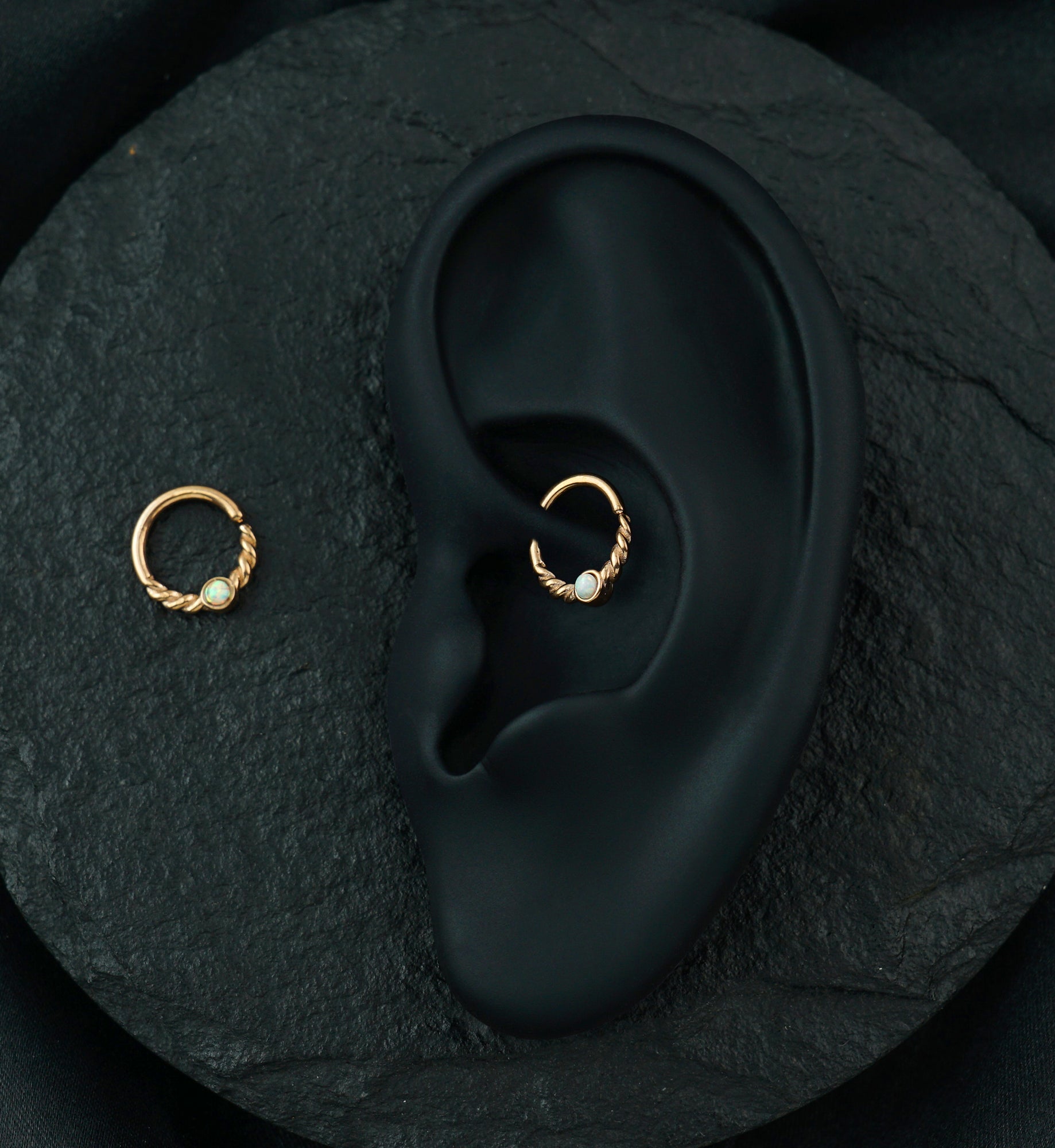 Rose Gold PVD Opalite Twine Seamless Ring