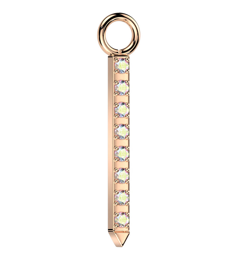 Rose Gold PVD Pave Rainbow Aurora CZ Post Titanium Charm