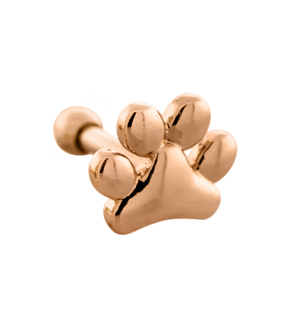 Rose Gold PVD Paw Print Stainless Steel Cartilage Barbell